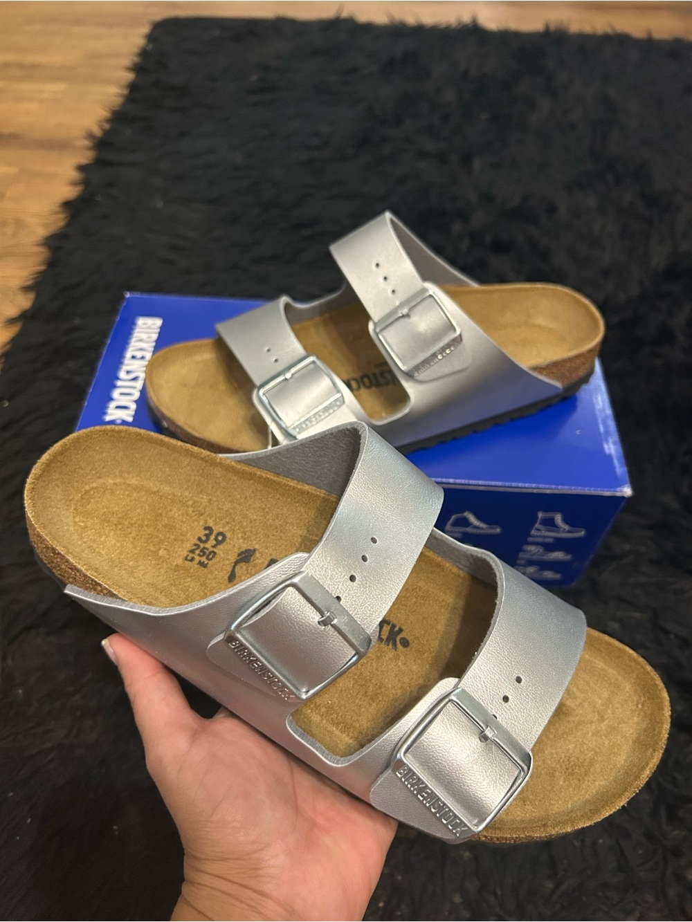 BIRKENSTOCK Arizona silver sandals slippers shoes women’s eur 39 new in box